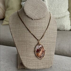 Elegant Cameo Pendant  14 KT GF Necklace signed JHK